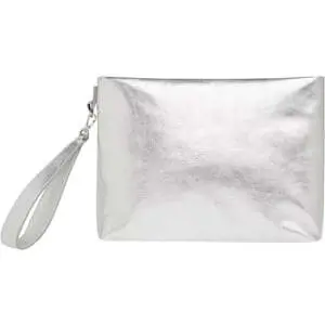 Whistles Avah Silver Zip Top Clutch
